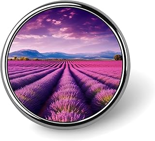 Lavender Fields Small Round Name Badge Magnets, Magnetic Name Tag Holders Personalized Engraved Metal Identification Badges for Clothes Coats Vests