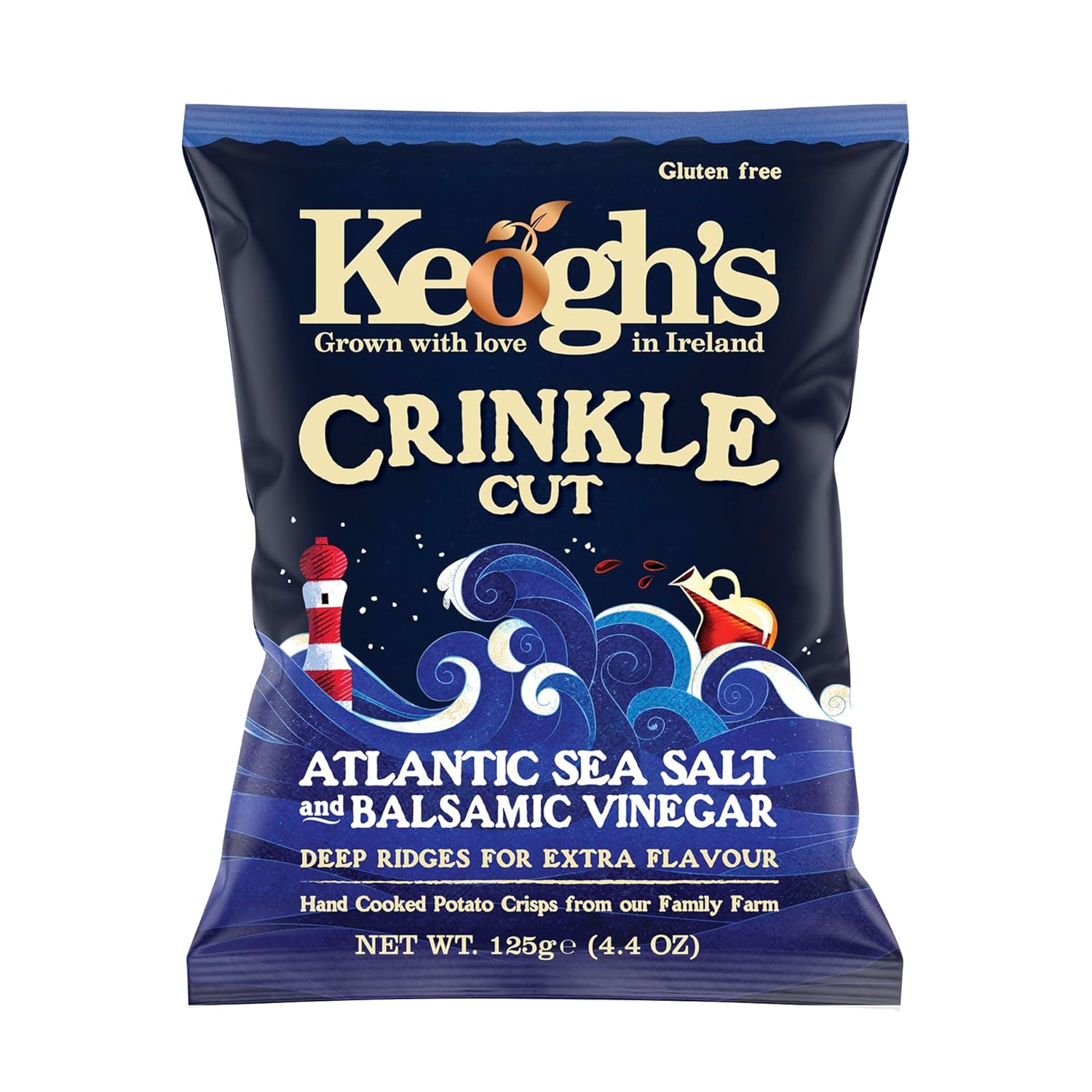 Keogh's Crinkle Sea Salt & Vinegar 3x125 Grams Deliciously fresh Irish potato crisps
