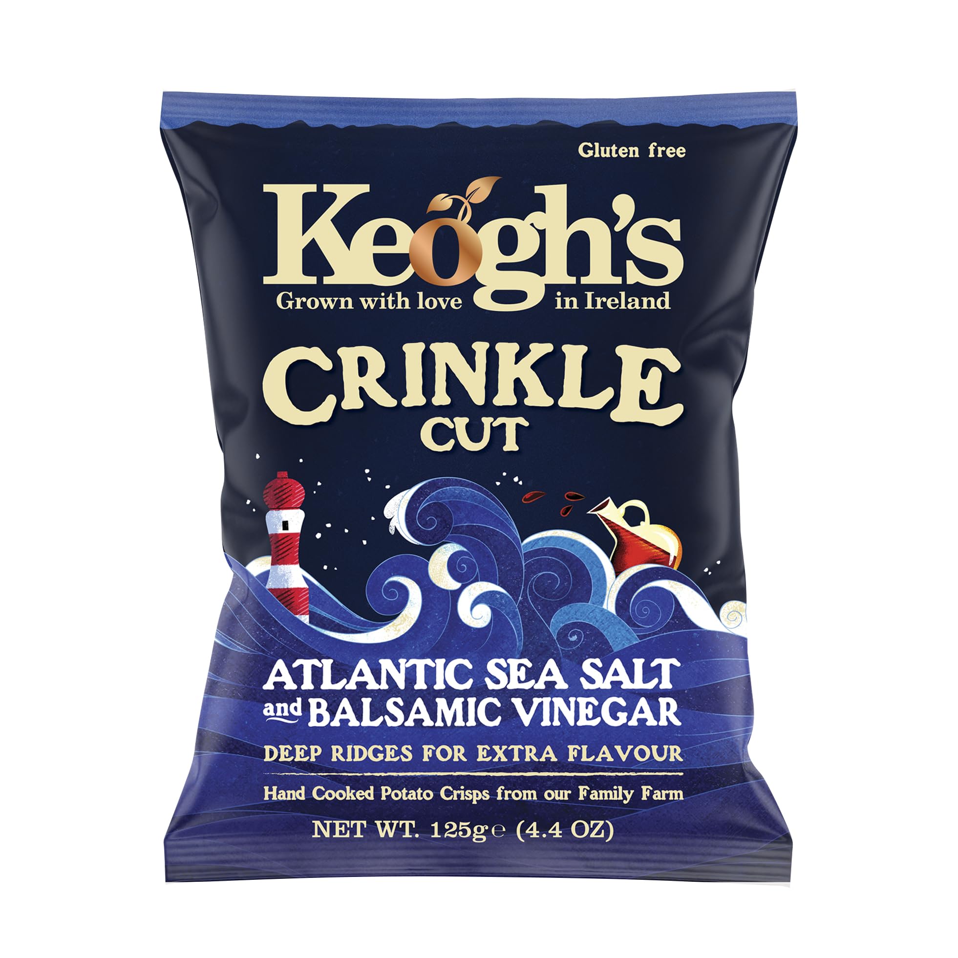 Keogh's Crinkle Sea Salt & Vinegar 3x125 Grams Deliciously fresh Irish potato crisps
