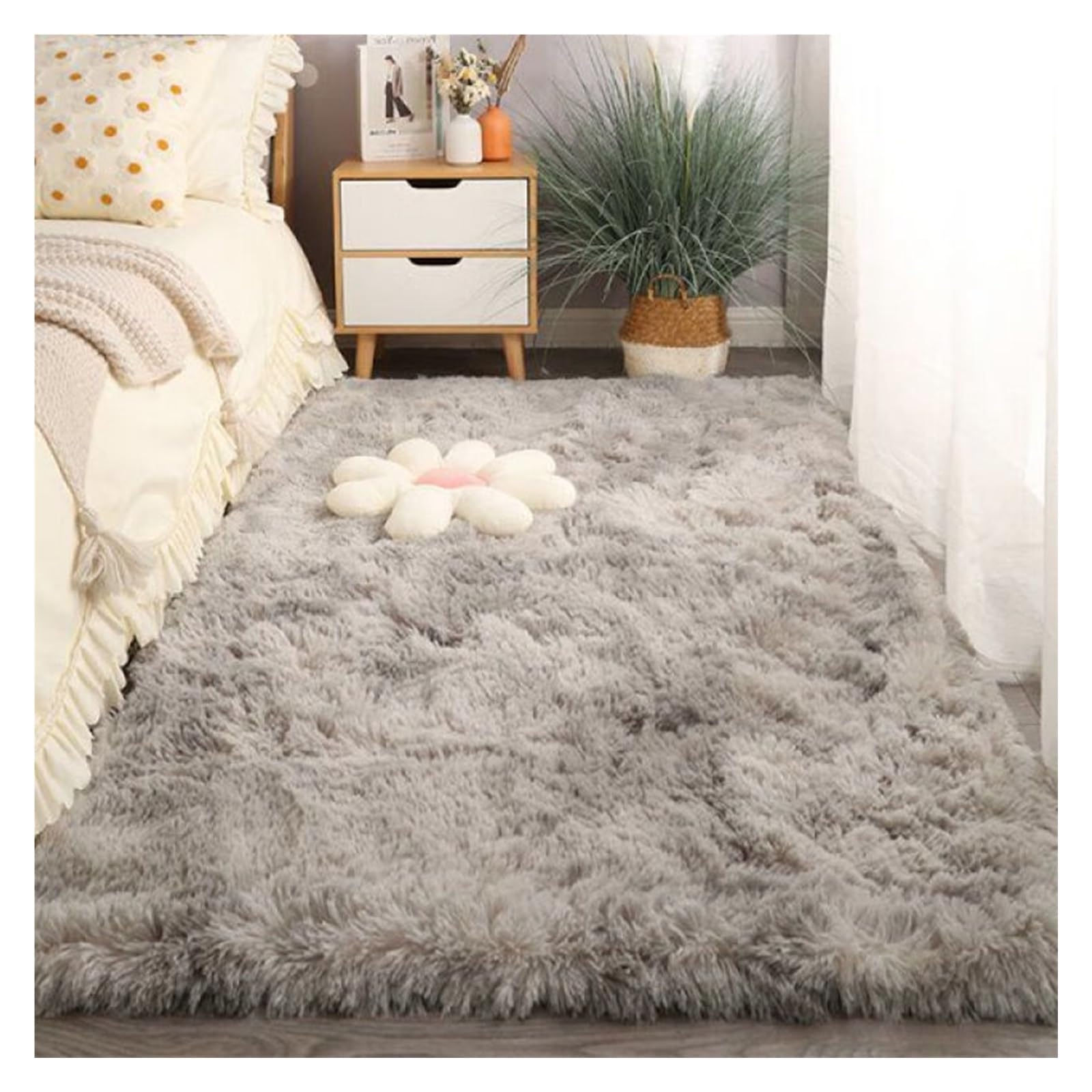 GOUSANG Alfombra de Diseño 90 x 100 cm Alfombras Pelo Corto Alfombra Cocina Rectangular Acogedor Moquetas para Salón, Suave Mullida Duradera Resistente, Gris Claro