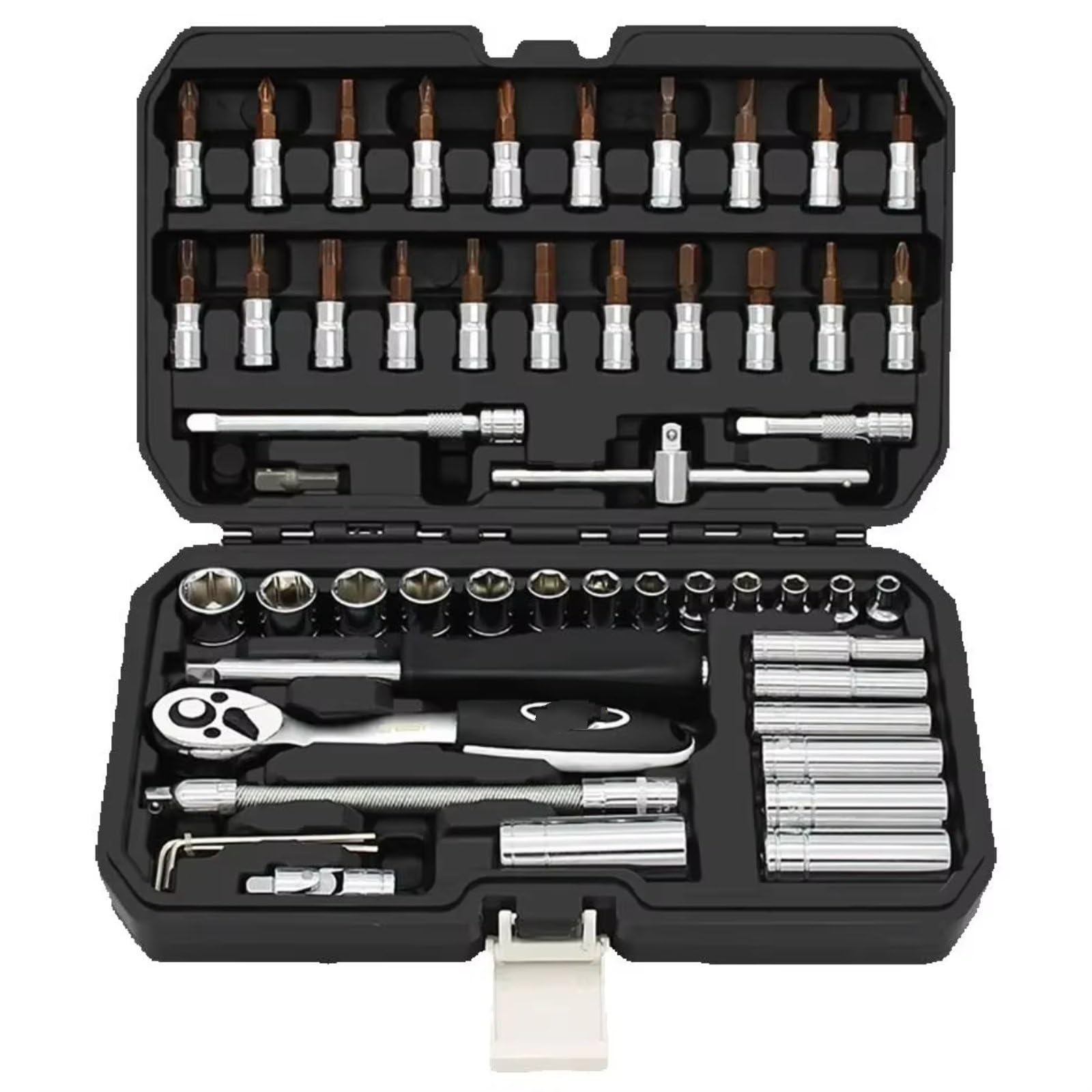 Maletín herramientas multiusos 53 Unids/caja Llave De Trinquete De 1/4 Pulgadas Destornillador Juego De Llaves Para Bicicleta Motocicleta Juego De Herramientas De Reparación De Automóviles