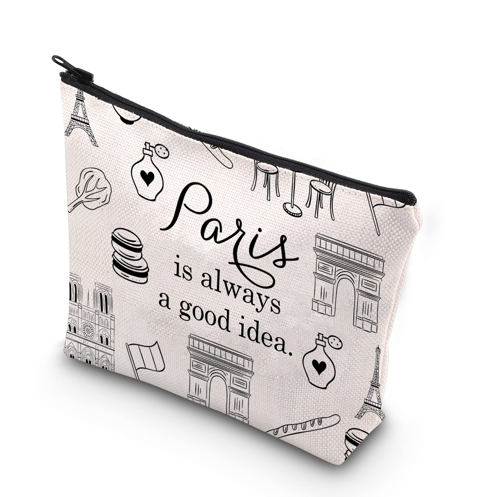 Paris Travel Gift Paris City Skyline Paris Is Always A Good Idea Zipper Pouch Makeup Bag (Paris)
