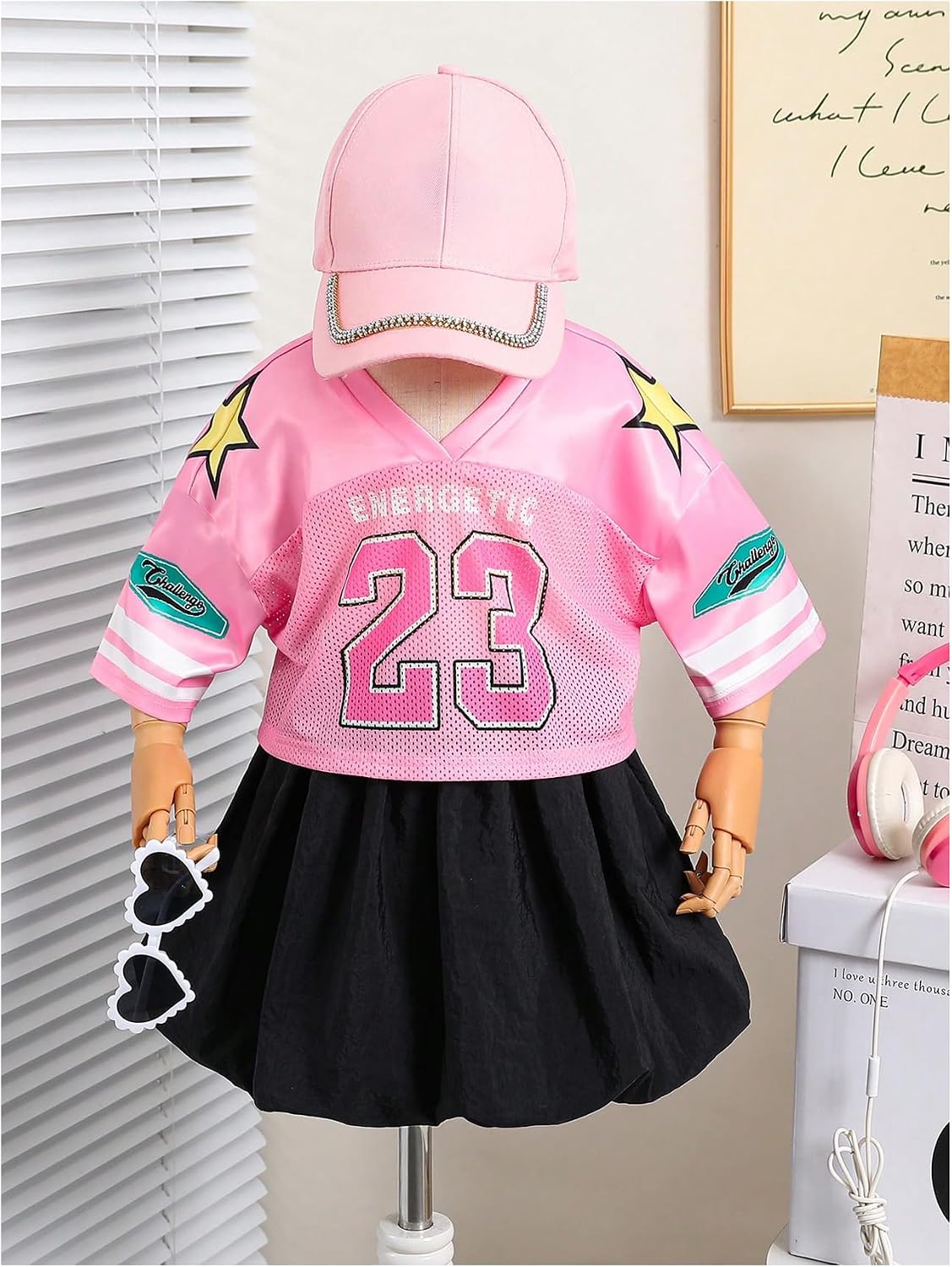 SOLY HUX Toddler Girl's Cute Clothes Kids Jersey Graphic Crop Top Mini Bubble Skirts Y2k Sports 2 Piece Outfits