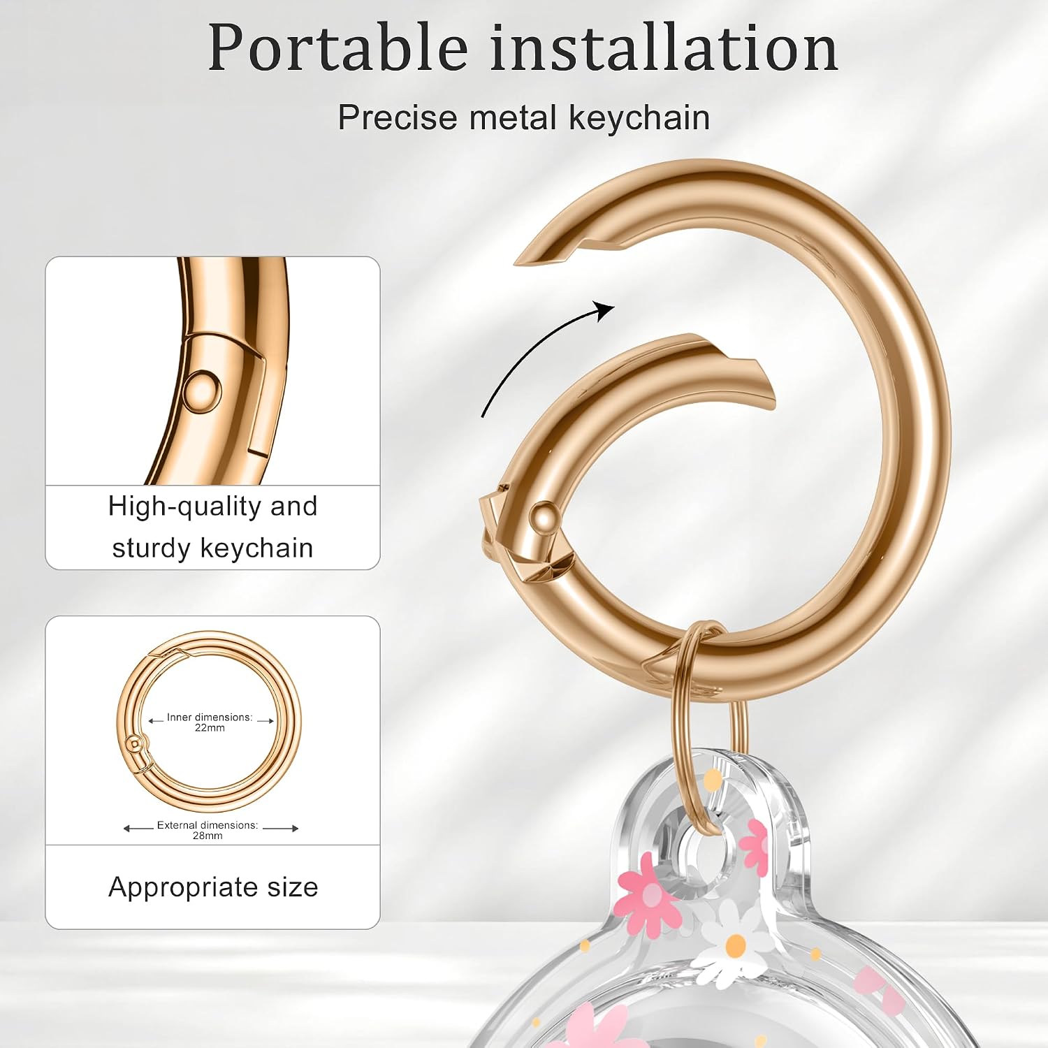 Compatible with AirTag Keychain Holder,Waterproof Protective Case for Apple AirTag 1st & 2nd Gen, Key Chain Ring for Luggage, Handbags, Pets and Keys(Daisy)