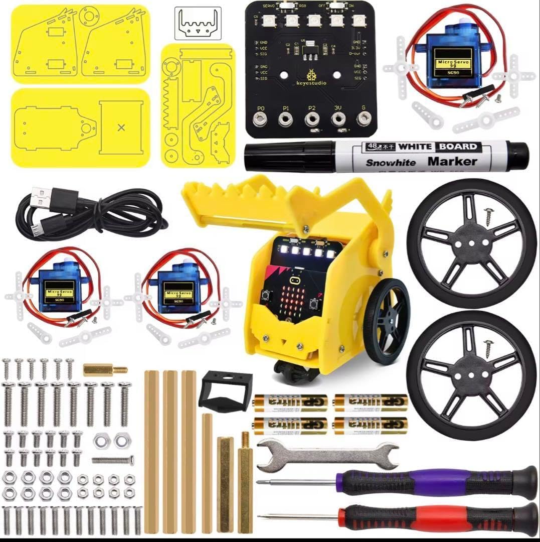 Micro:bit Desk Bit Mini Car 教材組立ロボット Tiny:bit スマートロボットカーキット for