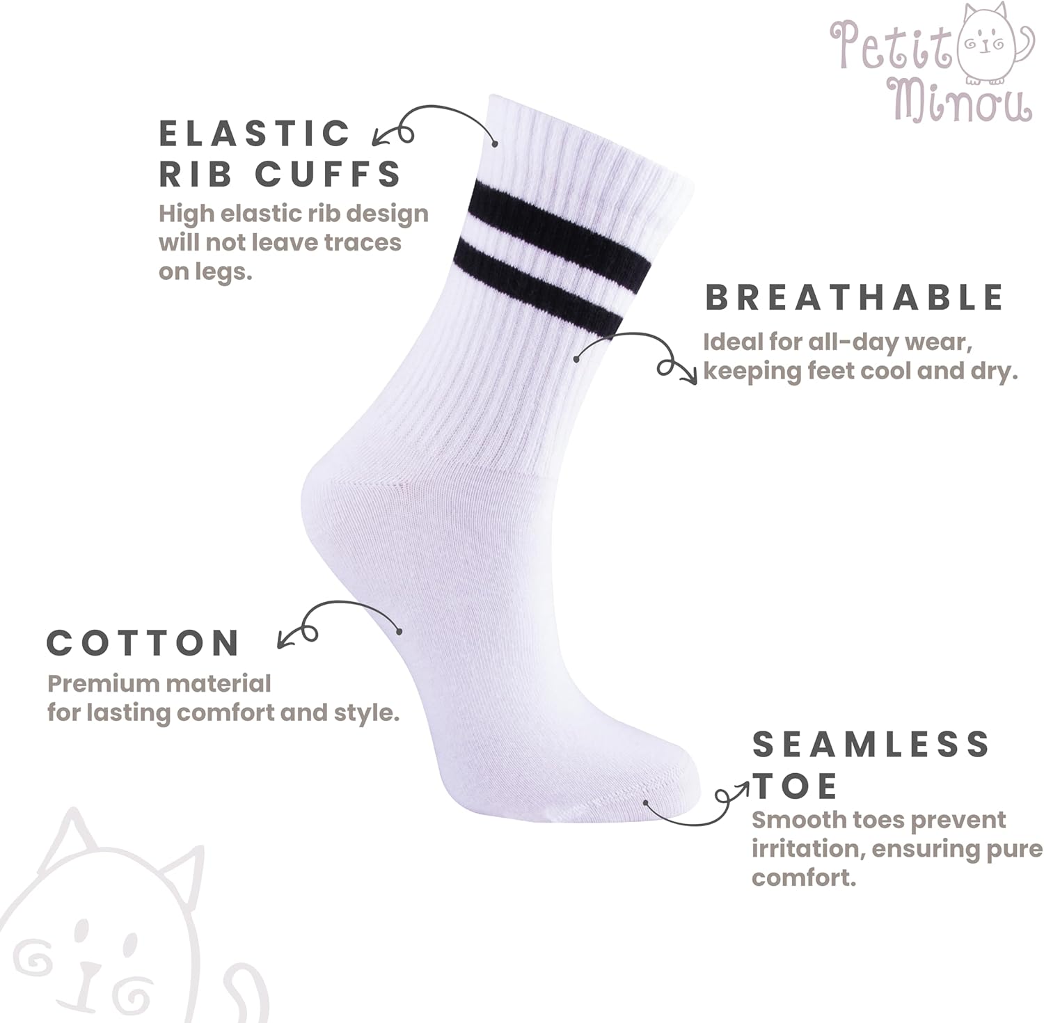 Pippa Teen Girls & Women's Seamless-Toe Turkish Cotton Crew Socks (4-Pack) - Image 6