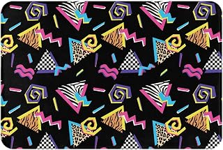 80s 90s Memphis Bath Mat, Bathroom Rug, Washable Microfiber Soft Doormats Shower Mat, Home Decor Non-Slip Super Absorbent
