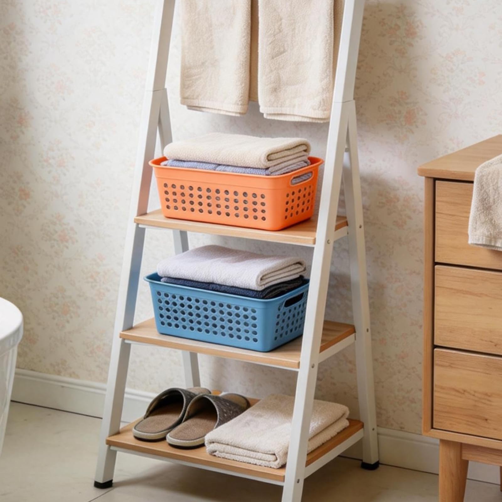 QUARKZMAN 2Pack Cestas De Almacenamiento De Plástico Para Despensa, 15.55x7.87x7.6" Contenedor Organizador Apilable Con Asas Bins De Organización Para Estantes Baños Dormitorios Armario