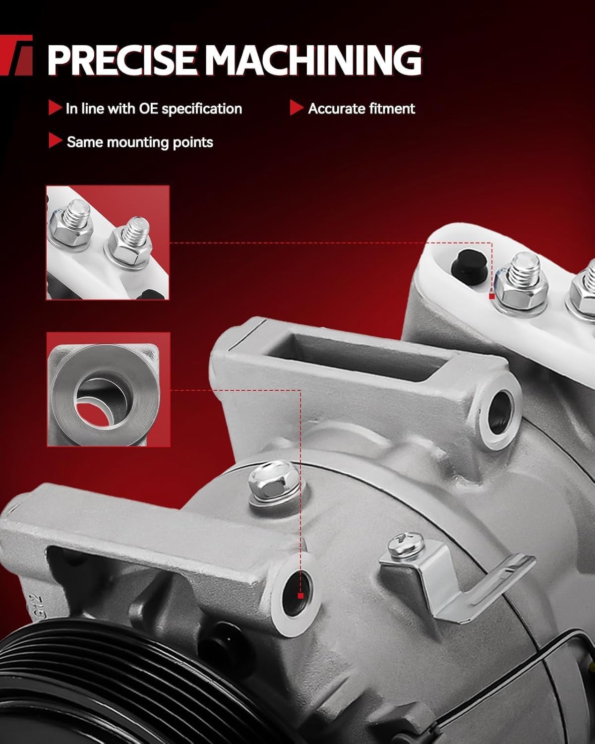 Torchbeam AC Compressor with Clutch Compatible with d Escape 2017-2019 2.0TL, Lincoln MKC 2017-2019, Ford Transit Connect 2019-2022 2.5L, OE: GV6Z19703K, YCC410 Air Conditioner AC Compressor