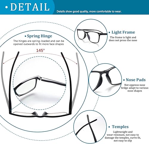 Miniatura 5 de ZONLON Paquete de 6 lentes de lectura para mujeres y hombres anteojos con bisagra de resorte bloqueo de luz azul para lectores de computadora