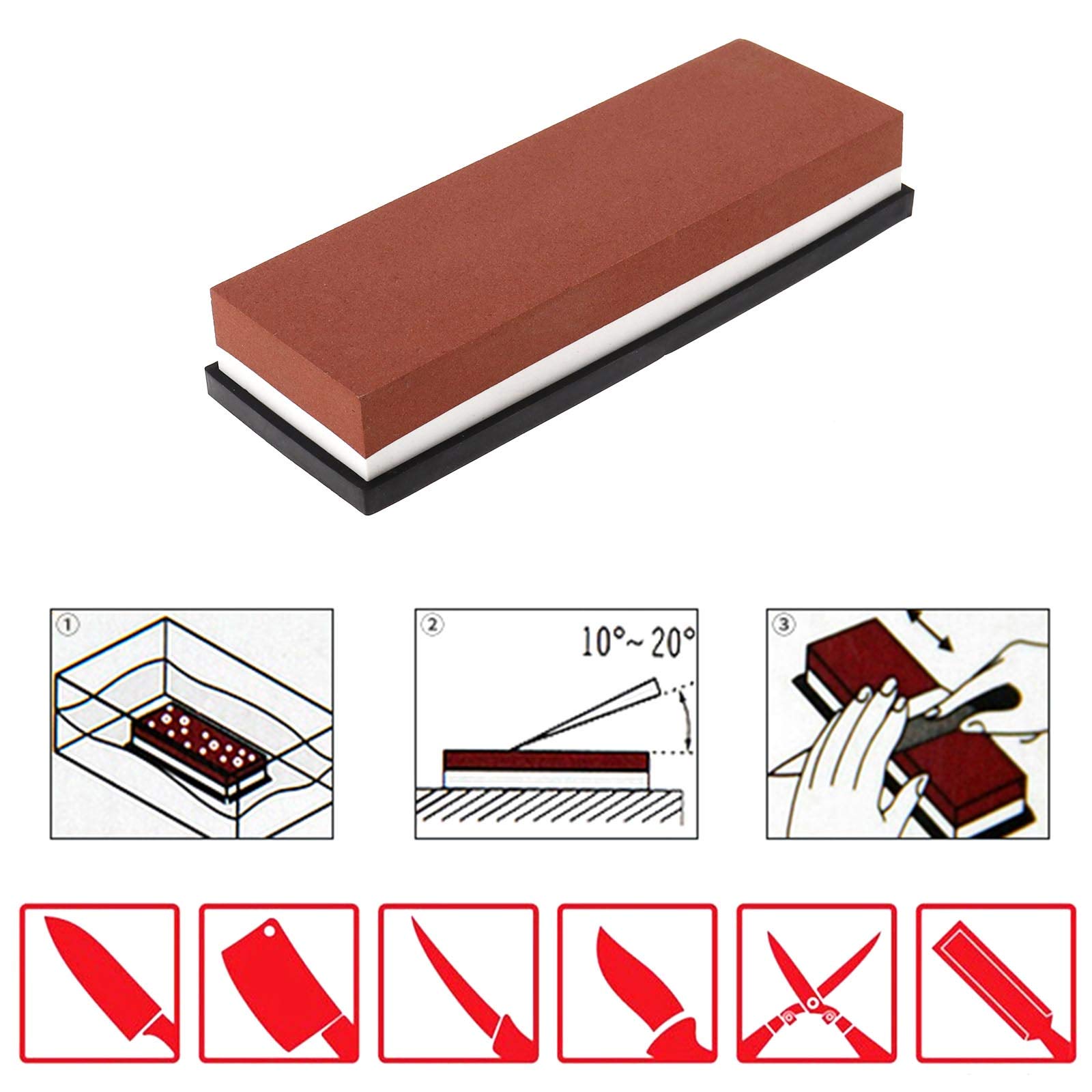 OTOTEC Pierre à aiguiser double face en corindon blanc 1000/3000 avec tapis antidérapant