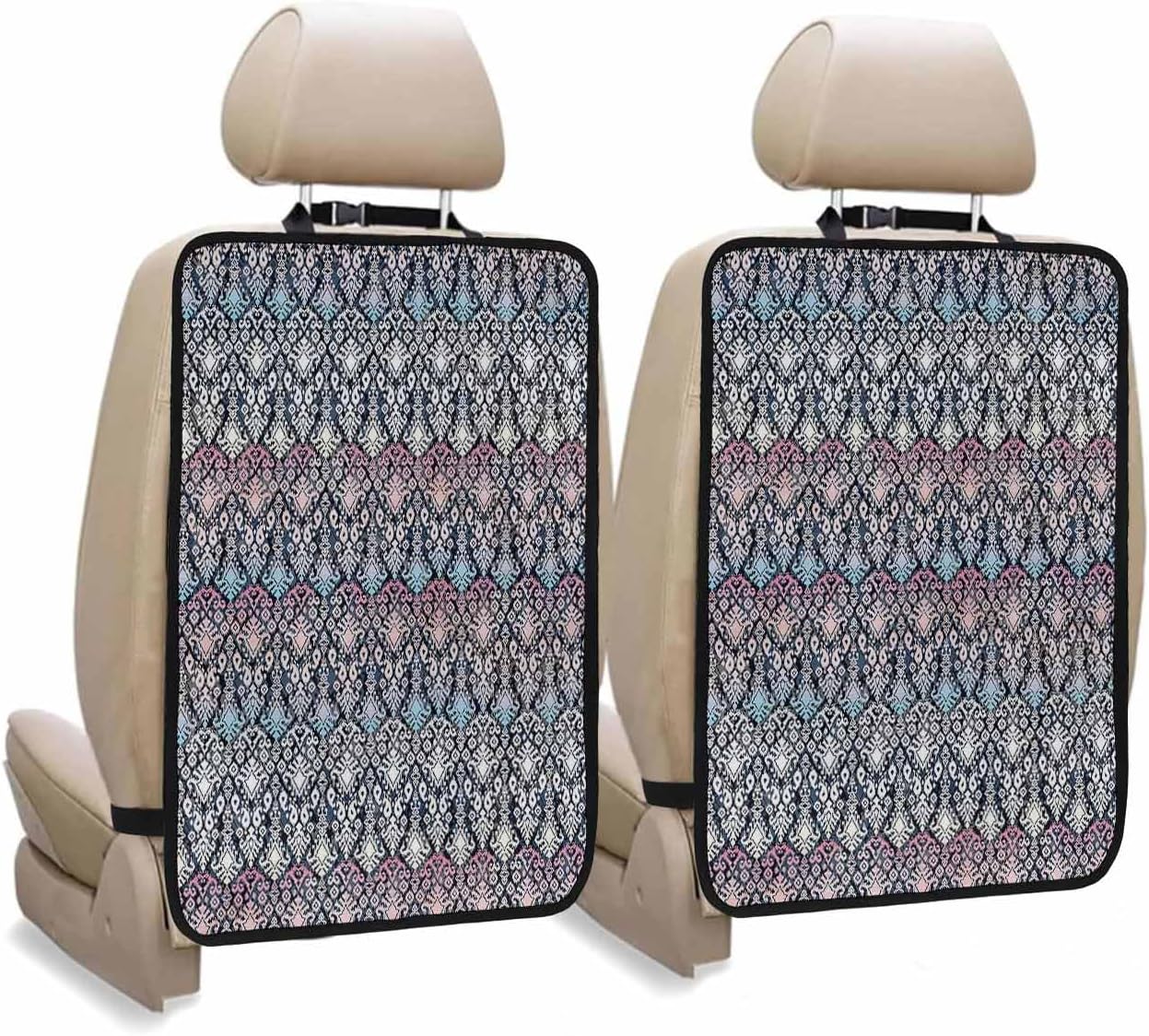 T&H XHome Car Seat Protector, 2 Pack Kick Mats Back Seat Protector Summer Pink Pig Ocean Beach Blue Sky Waterproof Backseat Cover for Kids Universal Fit Automotive Interior Protectors