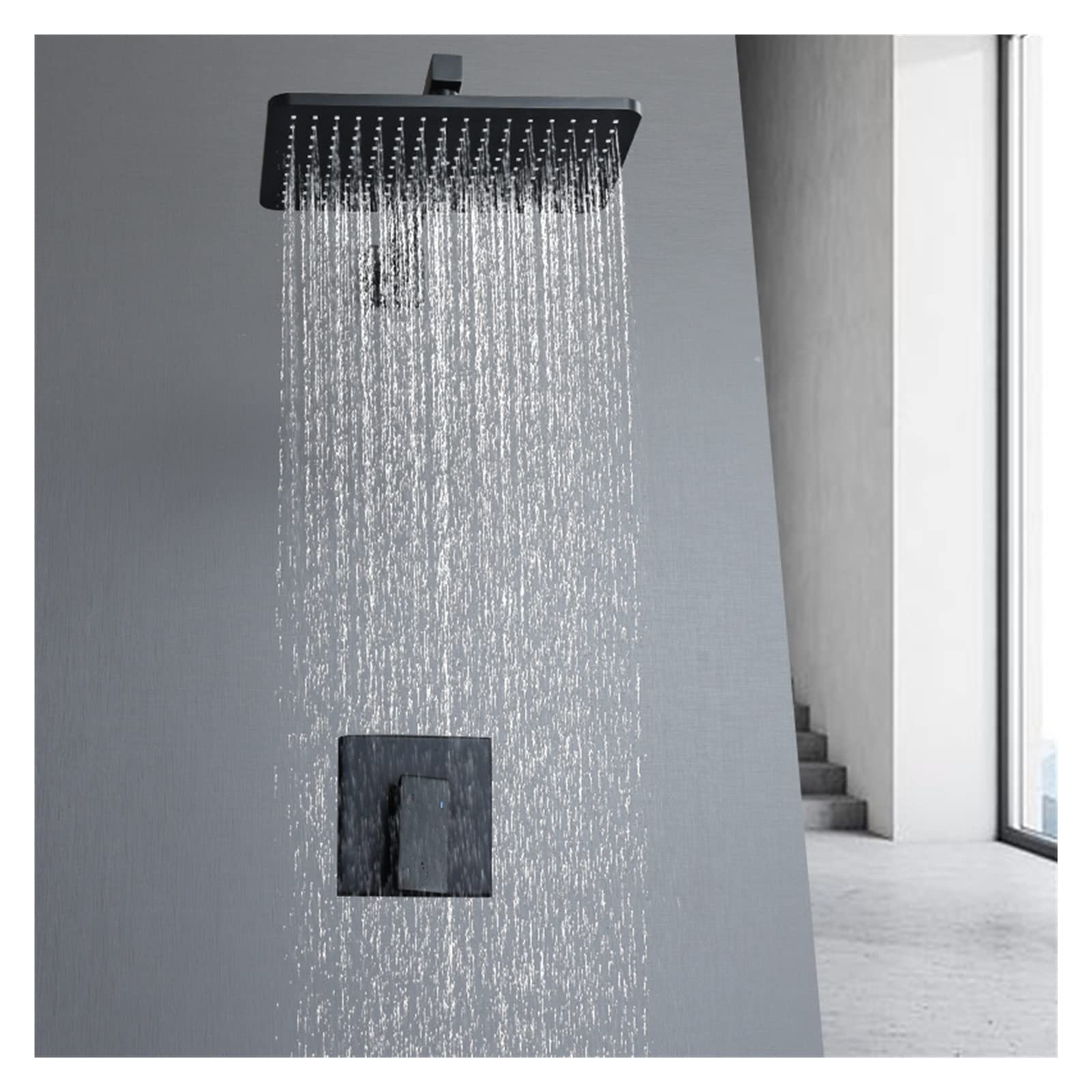 Robinet en laiton anti-calcaire pour douche de tête carrée murale sans baisse de pression