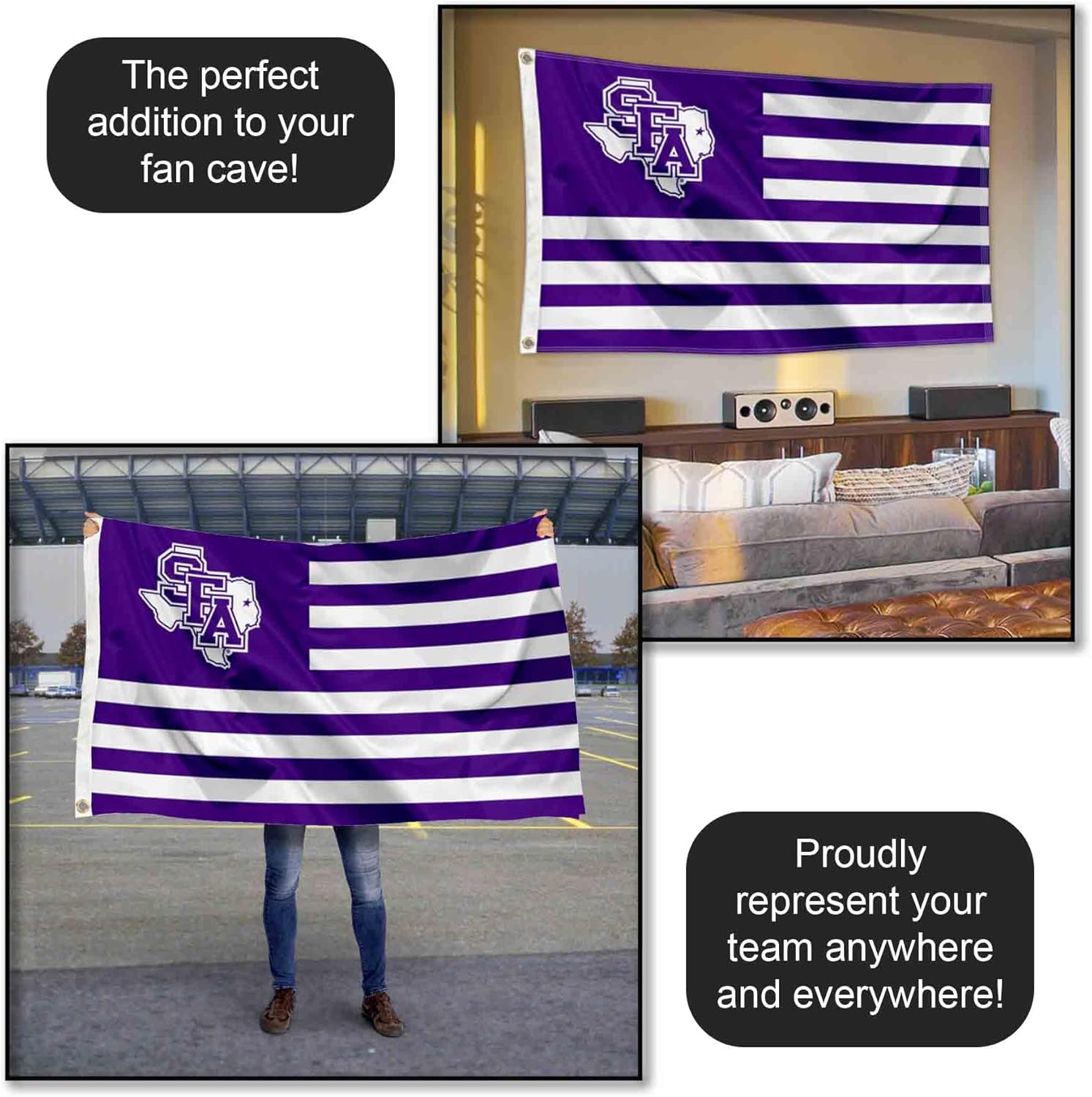 Stephen F. Austin Lumberjacks American Stripes Nation Flag - Image 5