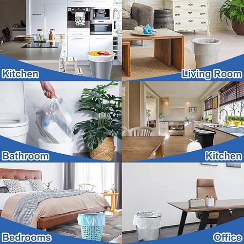 Miniatura 6 de XUXRUS Bolsas de basura pequeñas para baño, bolsas de basura de 3 galones para oficina en casa, baño, 120 unidades, color blanco, se adapta a