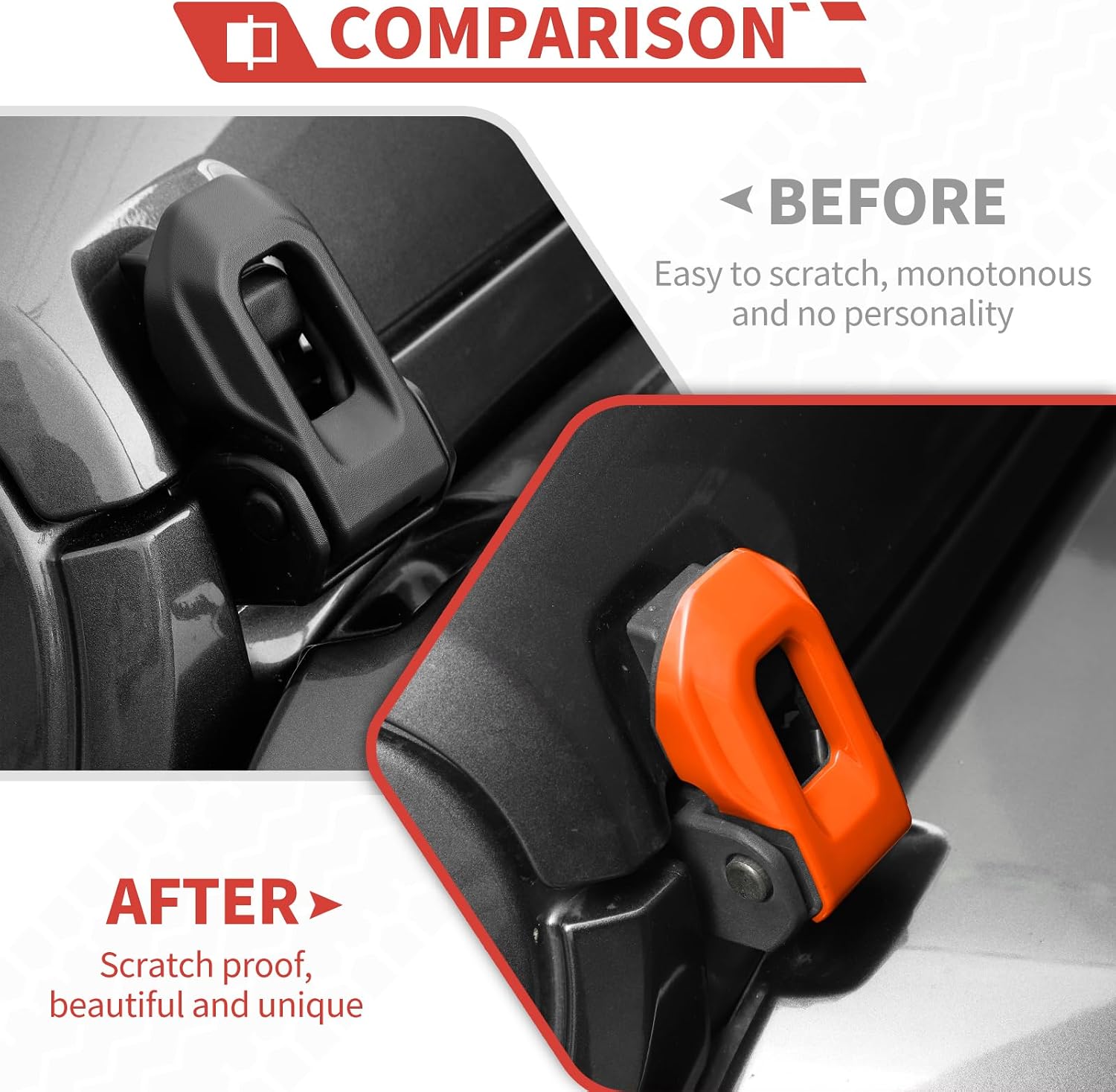 for Jeep Hood Latches Engine Hood Hinge Cover Kit Hood Windshield Latches Trim fit for Jeep Wrangler JL JLU Sports Sahara Freedom Rubicon Unlimited Gladiator JT 2018+,Orange