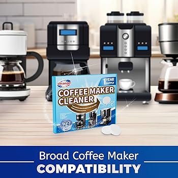 Descalcificador Cafetera Tabletas - Paquete de 24, Elimina la Cal, Limpieza Profunda, Mejora el Sabor del Café, Compatible con Todas las Marcas y Tipos de Cafeteras4