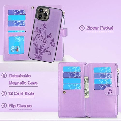 Miniatura 3 de Lacass Funda compatible con iPhone 1212 Pro 12 ranuras para tarjetas Soporte para tarjetas de identificación y crédito en efectivo, bolsillo con