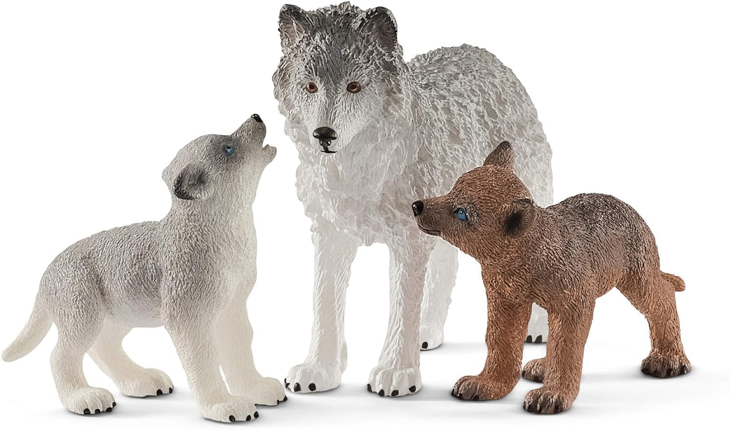 Schleich Wild Life, Realistic Woodland Animal Toys for Kids 3-Piece Set with Mother Wolf and Baby Wolf Toys, Ages 3+