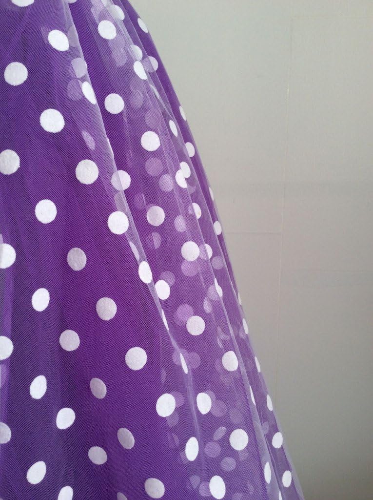 Women Polka Dot Tulle Knee Length Skirt Wedding Bridesmaid Tutu Skirt Custom Color (2XL, Purple)