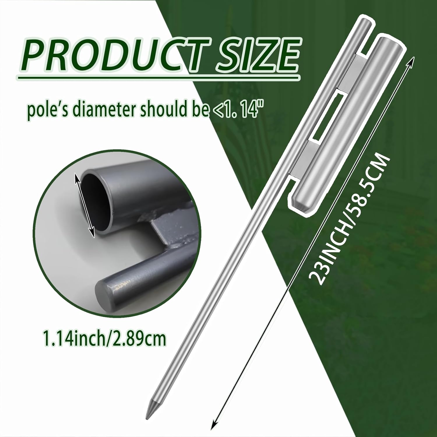 fallingstar 4 Pcs 23 Inch Flag Spike Heavy Duty Heavy Duty Ground Spike Flag Pole Ground Stake for Swooper Metal Flag Pole Stakes for Feather Flutter Banner Pole (Silver)