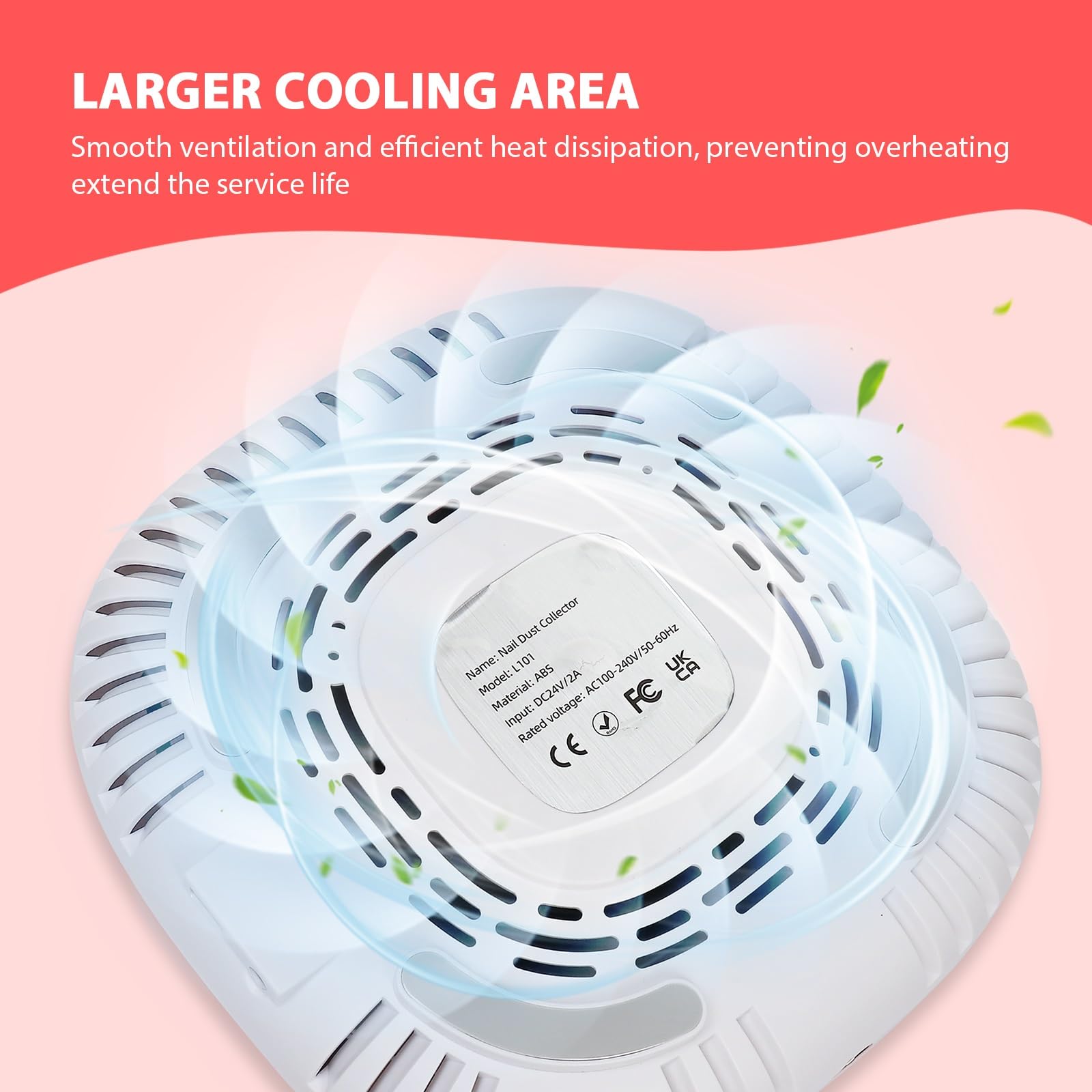 Nail Dust Collector, 130W Professional Nail Extractor Vacuum Nail Dust Cleaner with 2 Reusable Filters - Image 4