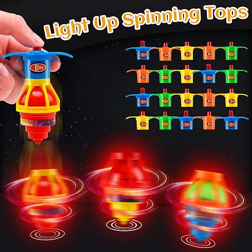 Miniatura 5 de 20 piezas de Starhig Light Up Spinning Tops, luces LED intermitentes giratorias, giroscopio novedad juguetes a granel recuerdos de fiesta