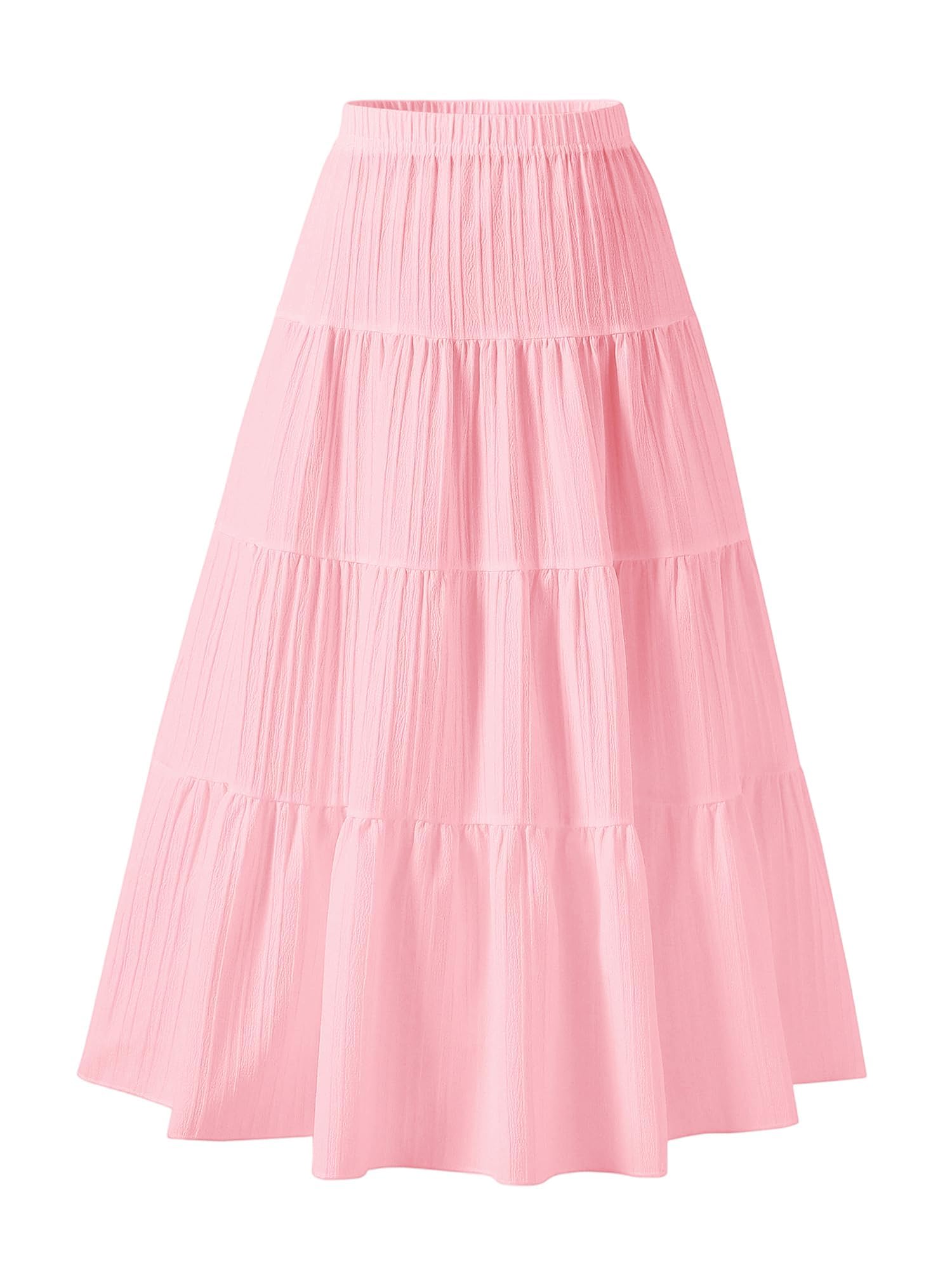 Girls Tiered Maxi Skirt Boho Flowy Peasant Long Skirt for Kid 7-14