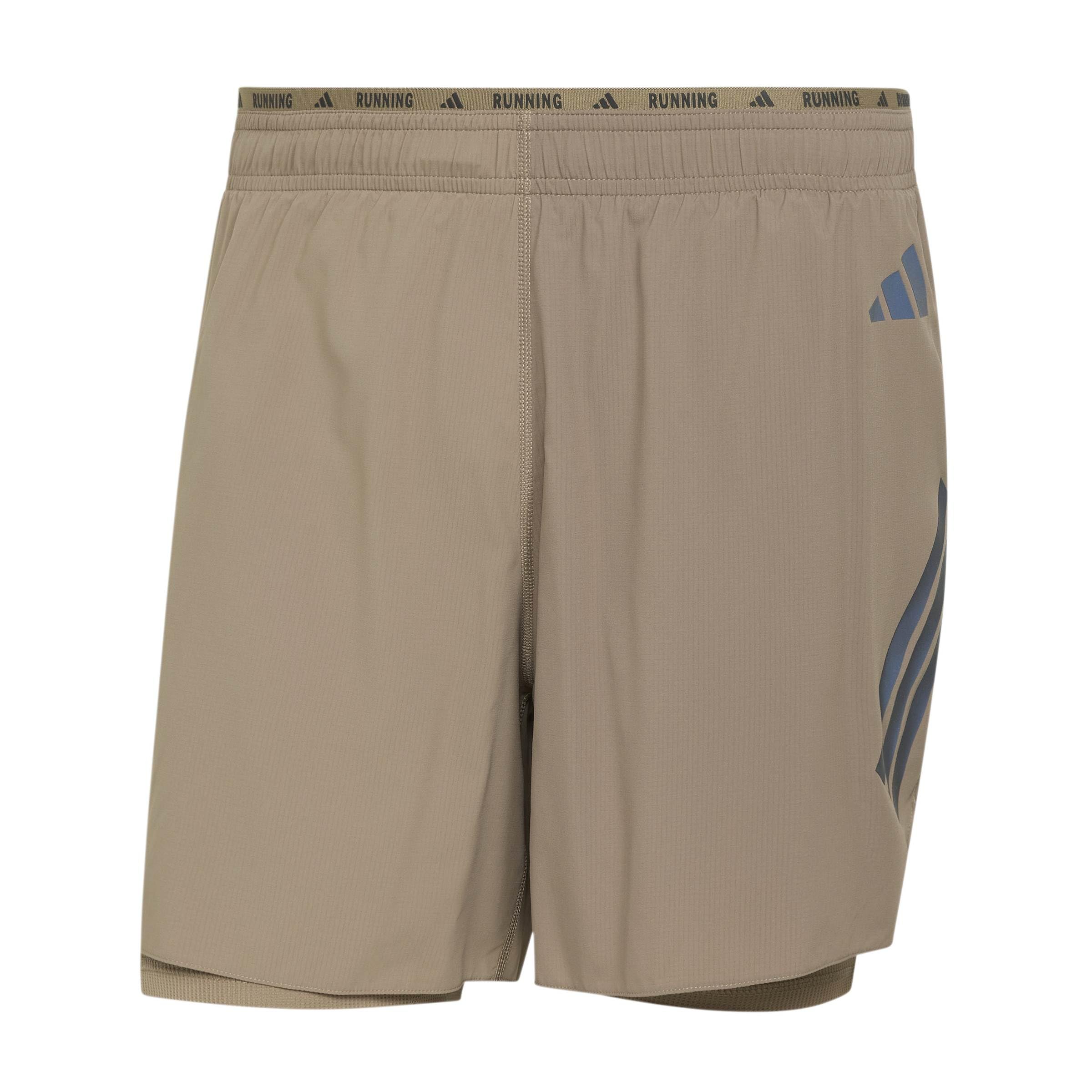 adidas Men's Adi365 Running Formotion Iconic 2In1 Shorts, Khaki Six/Black, XL