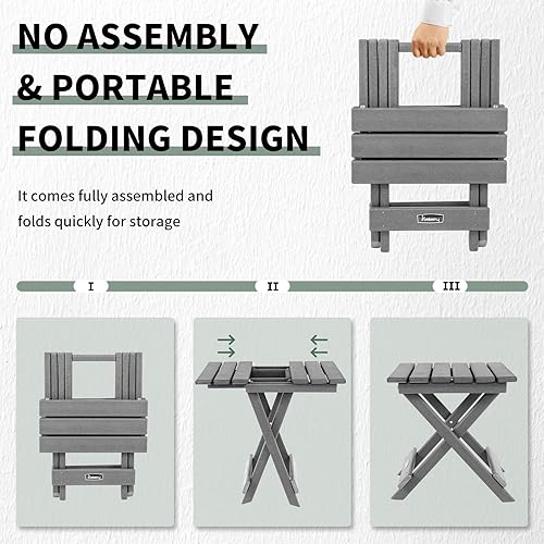 Miniatura 4 de FUNBERRY Mesa auxiliar plegable al aire libre de Adirondack, portátil ninguna tabla auxiliar HDPE del patio de la asamblea todo el clima