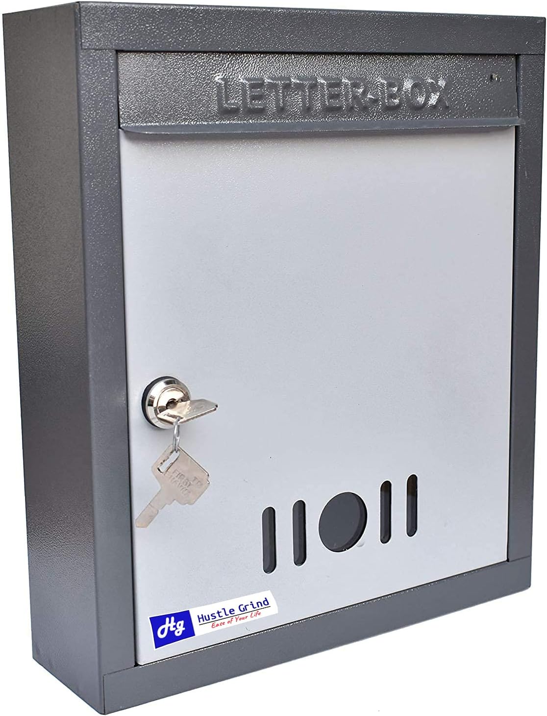 Hustle Grind Mail Box/Letter Box for Home and Office | Gate and Wall Mount with Key Lock Big Size (Dark Grey)