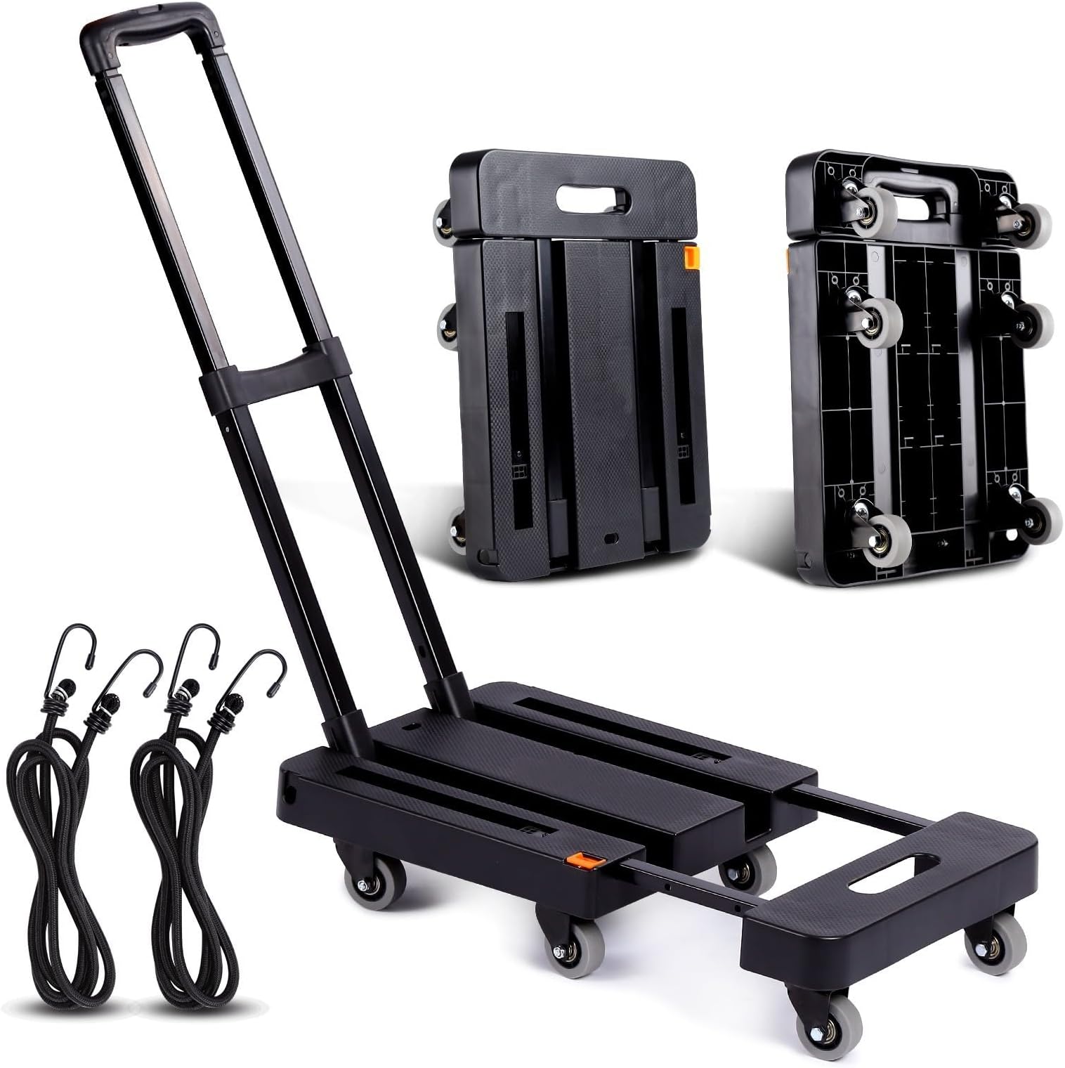 Folding Hand Truck, Lightweight Hand Truck Dolly Foldable,Luggage cart with 6 Rotate Wheels, Utility Cart with Adjustable Handle,Collapsible Dolly for Moving Travel Shopping Airport Office