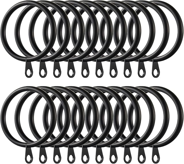 Fippy 60 Packs Curtain Rings and Hooks Metal Curtain Rings Hanging Rings 38 mm Internal Diameter for Curtains and Rods