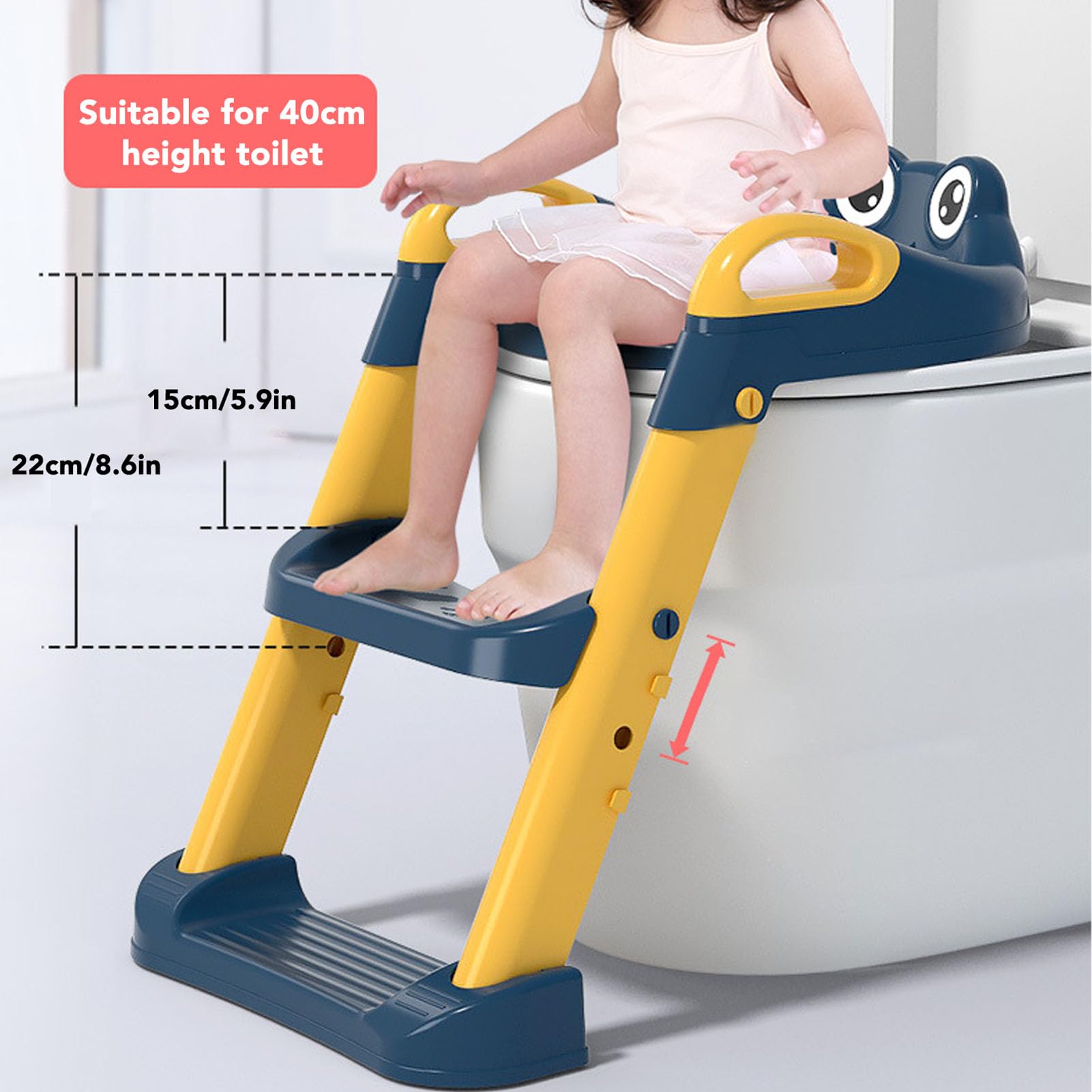 Asiento de Entrenamiento para Ir Al Baño para Niños con Escalera Ajustable para Niños Pequeños Material de PU Suave a Prueba de Salpicaduras (Amarillo)