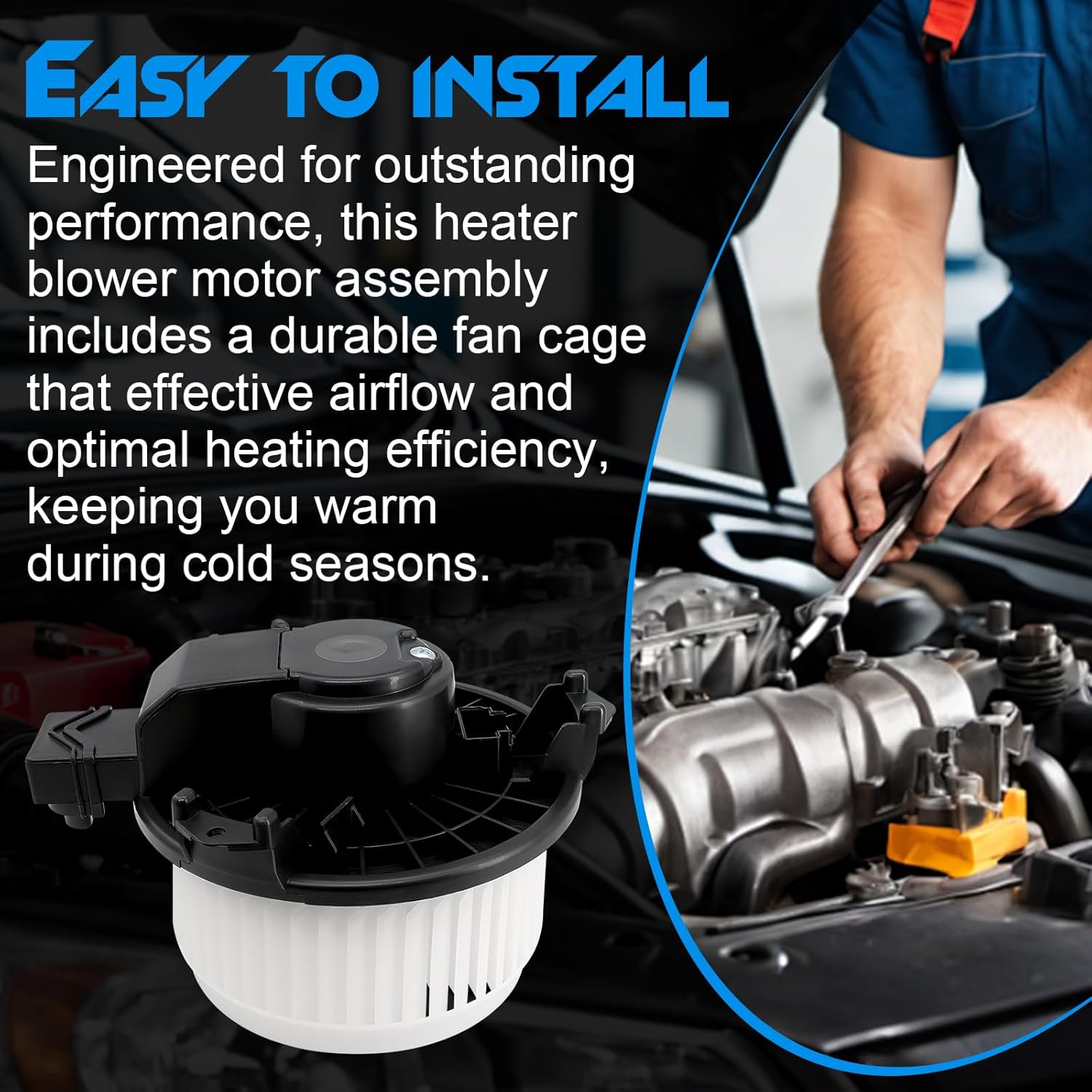 HVAC Heater Blower Motor with Fan Cage Assembly, Compatible with 2009-2019 Toyota Corolla, 2009-2014 Matrix, 2006-2018 RAV4 & 2009-2010 Pontiac Vibe & 2008-2015 Scion xB, 2011-2016 tC, Replace# 700230