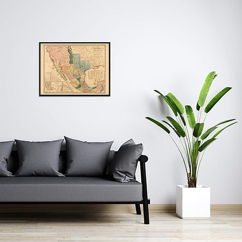 Miniatura 6 de HISTORIX Vintage 1846 Mapa de Estados Unidos de México, arte histórico de pared de 18 x 24 pulgadas, mapa antiguo de los Estados de México