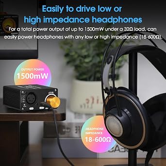 Douk Audio U5PRO HiFi Fully Balanced Headphone Amplifier, Mini Stereo Amp for XLR and 4.4mm Headsets, Replaceable Op-Amps, 18-600 Compatibility, 1500mW Output Power