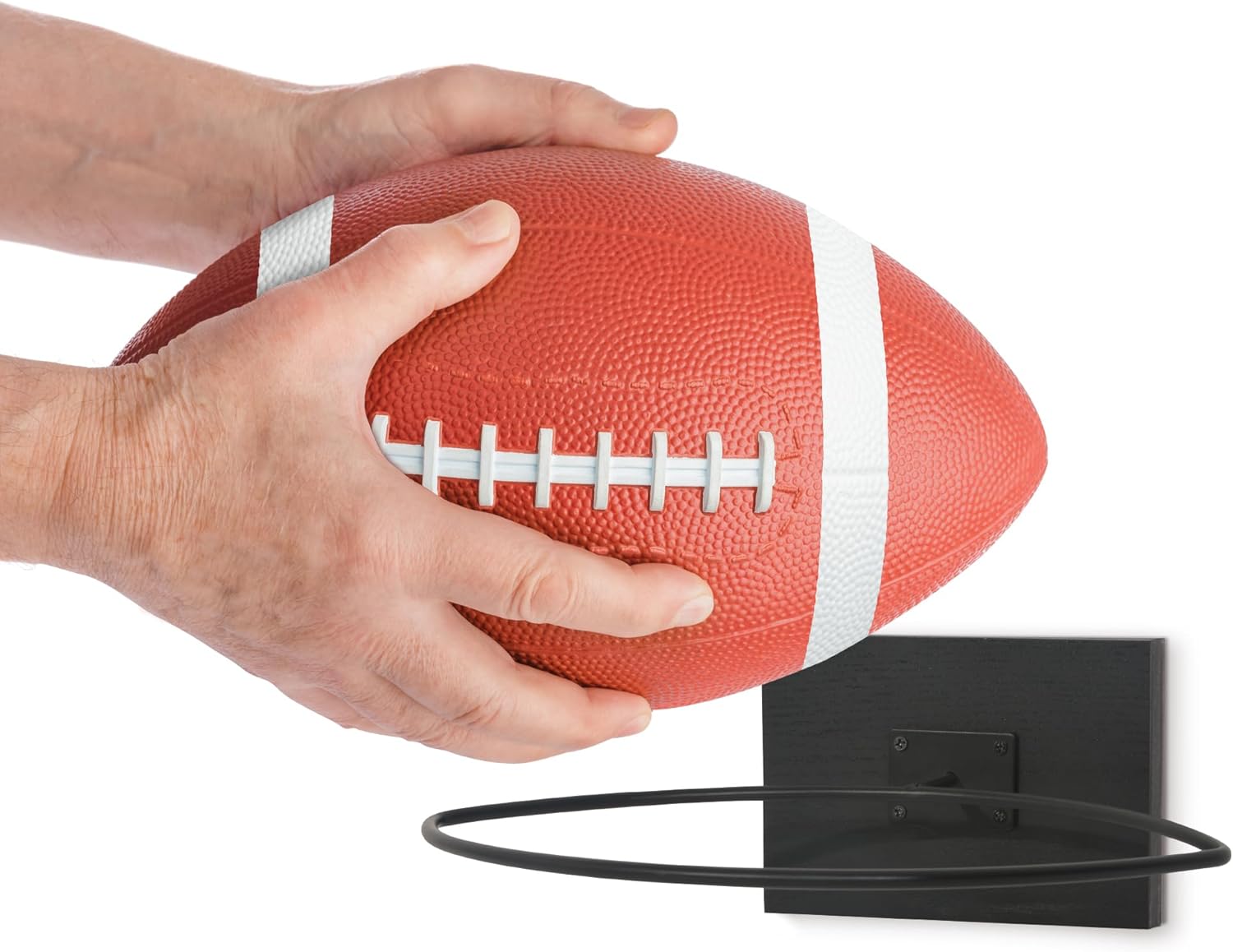 Americanflat Football Display for Wall Set of 3 - Football Wall Mount and Sports Ball Organizer for Kids Room, Office, Bedroom, or Gym - Sports Ball Storage with Hardware - All-Star Collection - Black