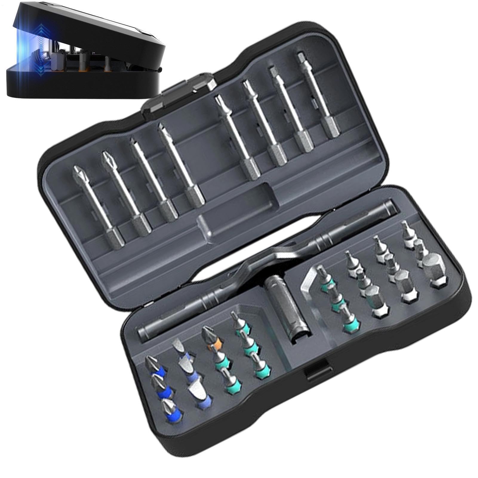 Set di cacciaviti a cricchetto magnetici con custodia 32 in 1 strumento con