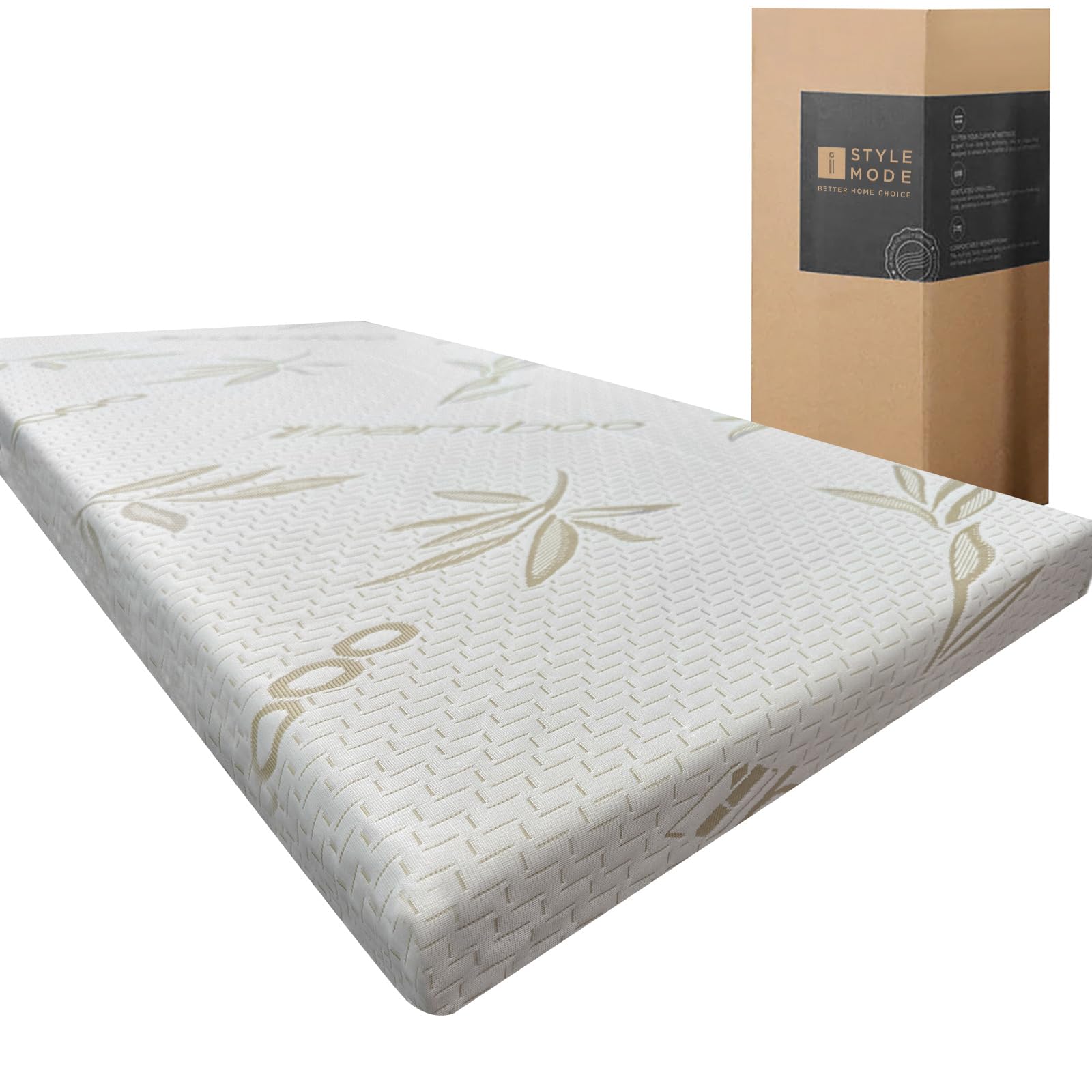 iSTYLE MODE BETTER HOME CHOICE 2" Bamboo Memory Foam Mattress Topper For Double Bed, Removable Zip Cover With 5Cm Extra Soft Antibacterial Hypo Allergenic Memory Mattress Topper - 135cm x 190cm + 5cm