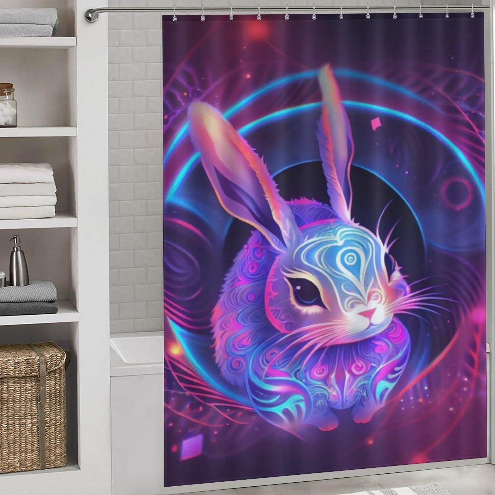 Lapin rideau de douche lavable pour une salle de bain enfant ludique
