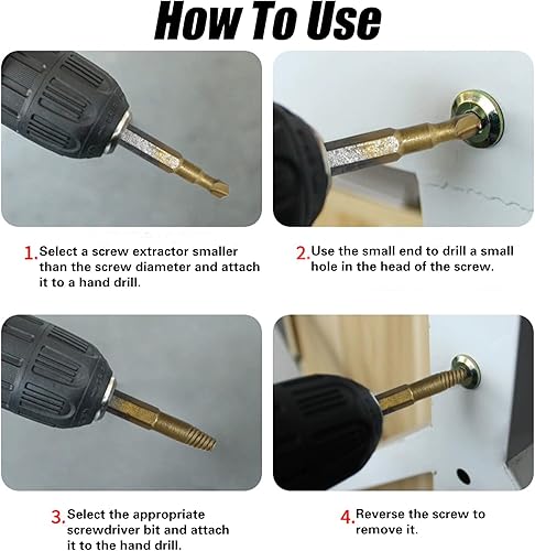 Miniatura 5 de Juego de extractor de tornillos dañados kit de extractor de pernos rotos de titanio de 22 piezas - Extractor de tornillos pelados para una fácil