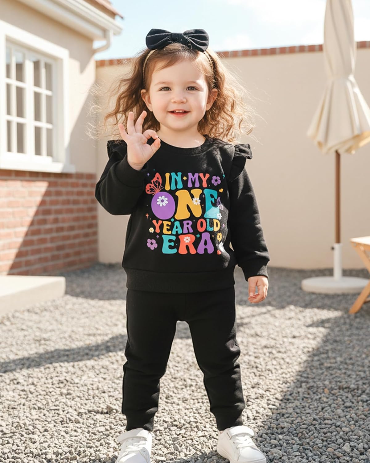 Mioglrie Baby Girl Clothes First Birthday Outfit 1 Year Old Girl Birthday Sweatshirt Long Sleeve Pants Set for Baby Girl Gift