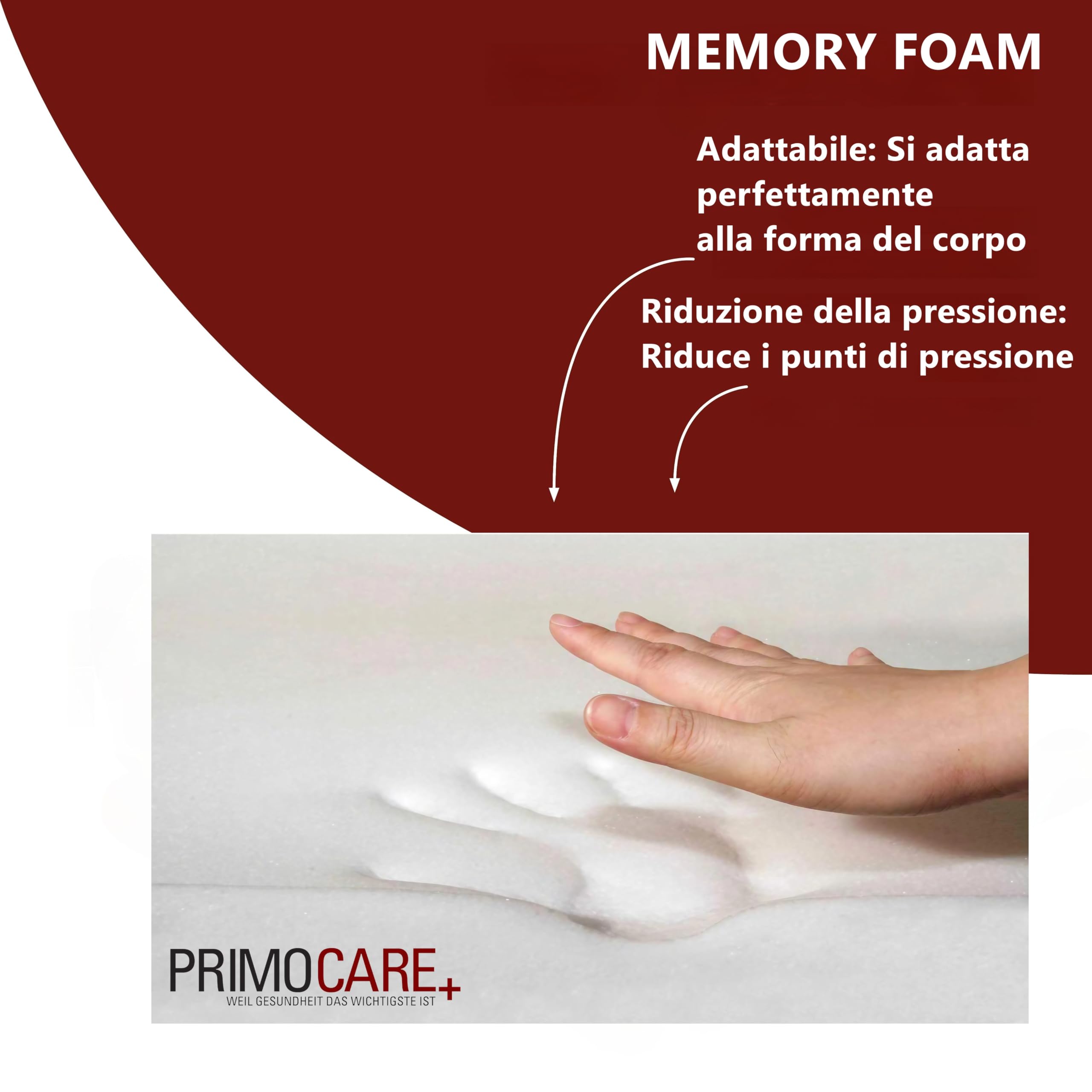 PrimoLiving Cuscino Ortopedico in Memory Foam, Rialzo di 10 cm, 40 x 40 x 10 cm