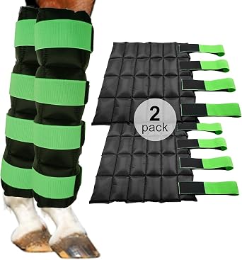 Horse Ice Boots   Cooling Gel Leg Wraps for Hock, Knee, Ankle & Hoof Pain Relief   Reusable Hot & Cold Therapy Wraps with 2 Freeze Gel Packs   Anatomical Fit, Adjustable Wrap for Equine Recovery