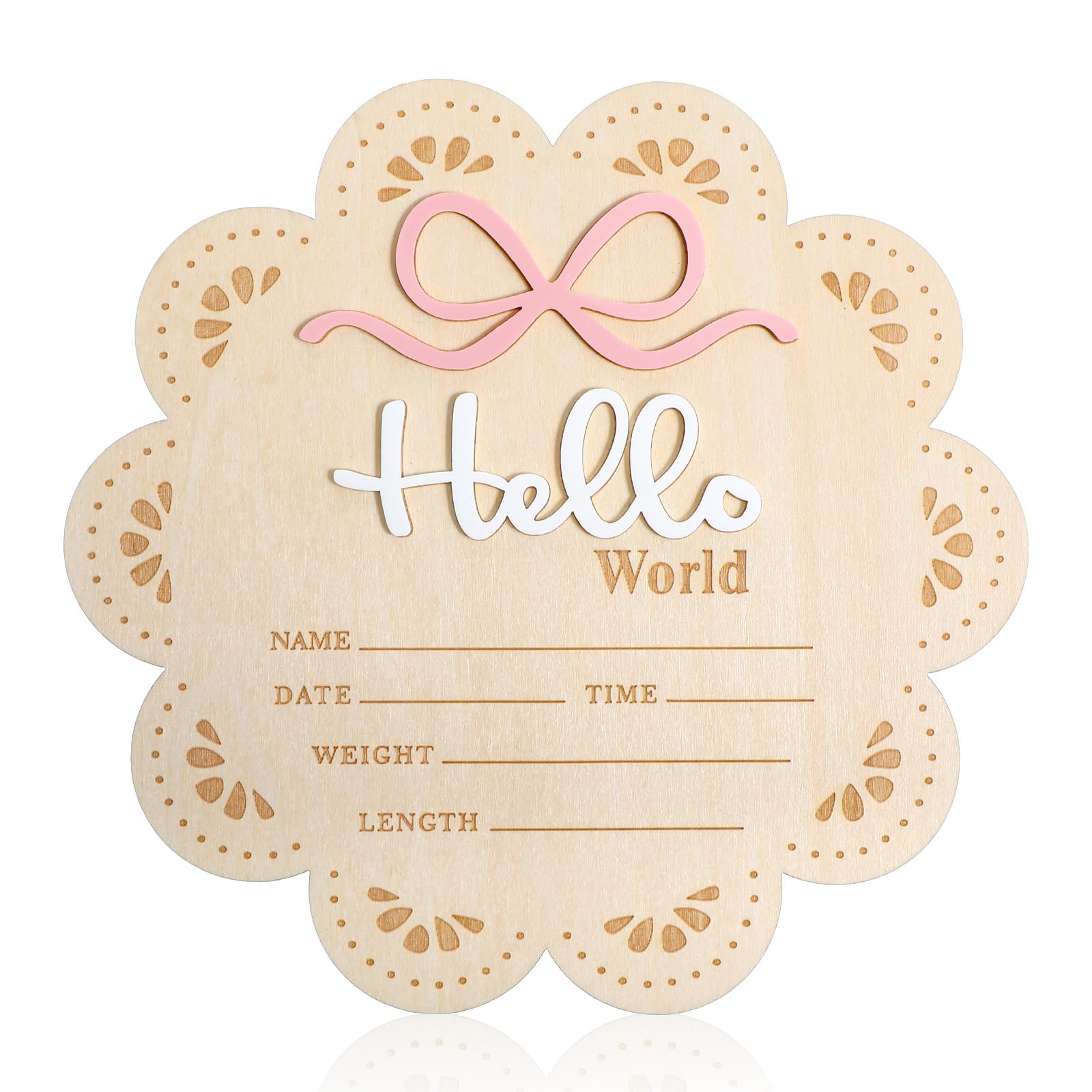 Ankündigungsschild Baby Weiß Meilensteinkarten Baby Holz Holzschild Hello World Baby-Willkommensschild Namensschild Baby-Geburt Geburtsanzeige für Neugeborene Schwangere Werdende Eltern Foto-Requisite