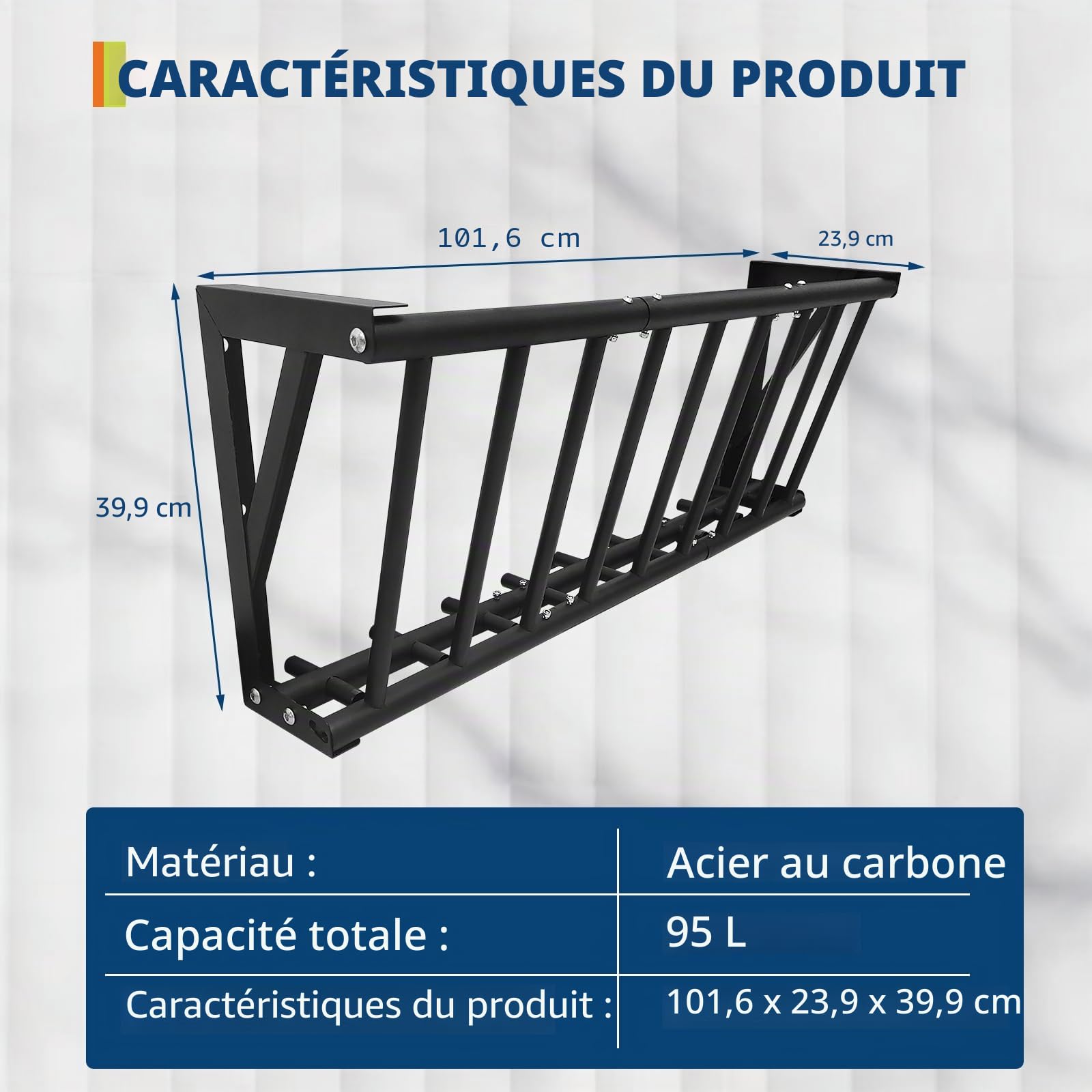 Garvee Support à Foin Robuste En Acier – Mangeoire Panneaue Anti-Rouille Grand Capacité – Pour Chevaux, Moutons, Chèvres Et Bovins – Idéal écurie, Ferme, Paddock – Installation Facile, 95L