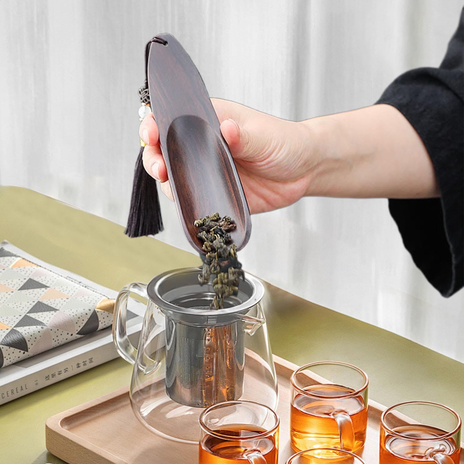 Cuillère à Thé En Bois D'ébène - Pour Thé En Vrac Et Matcha - Design Ergonomique Et élégant