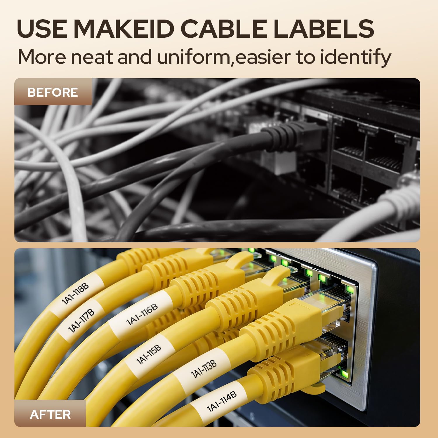 Makeid EP53 La Stampante per Etichette Stampa Etichette Larghe da 9 a 50 mm Compatibile con Telefoni Cellulari e Computer per Negozi al Dettaglio, Uffici, Aziende e Magazzini