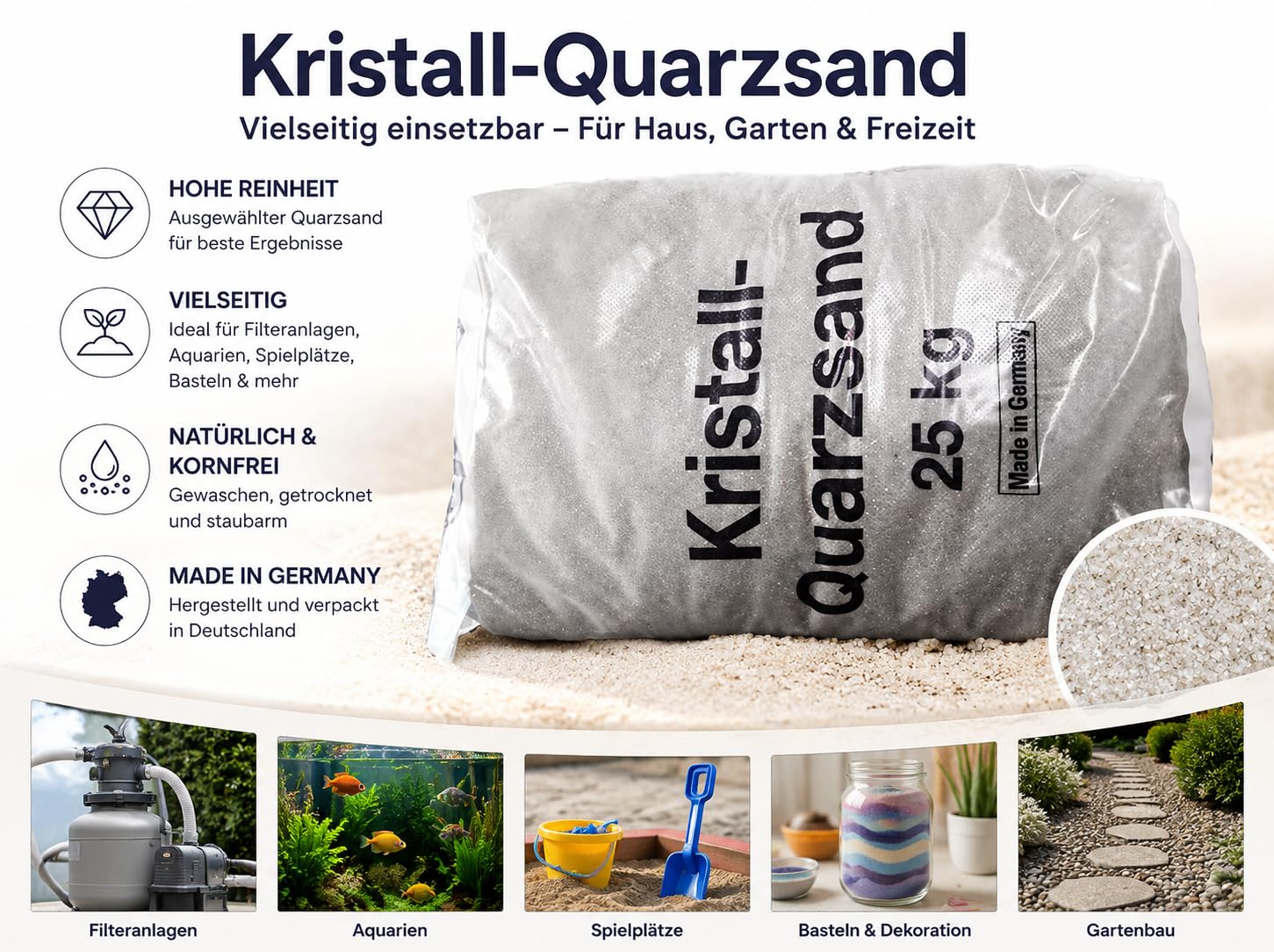 Dorfner Quarzsand 7 Körnung 0,6-1,2mm 25 Kg Sack